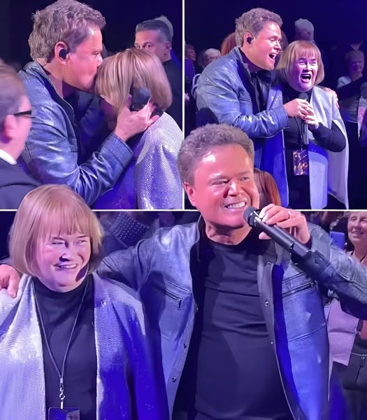 Donny Osmond stunned his Glasgow audience with a surprise when he spotted Susan Boyle in the crowd at the Hydro. Without missing a beat, he invited the beloved singer to join him on stage for an impromptu duet. The pair performed This Is the Moment, a song they originally recorded together in 2012, creating a magical moment that captivated the entire audience