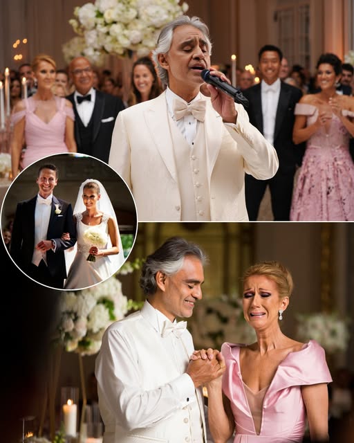 In a moment that felt like heaven touching earth, Andrea Bocelli stood beneath the soaring arches of the Notre-Dame Basilica in Montreal on a golden autumn afternoon, October 12, 2024. He was there to honor a family he calls “close to his heart.” The occasion? The wedding of Céline Dion’s eldest son, René-Charles, in the very city where her legendary voice first echoed into the world. The cathedral—bathed in soft, amber light through stained-glass windows—held its breath as Bocelli began to sing “The Prayer.” His voice, rich and reverent, rose like incense toward the vaulted ceiling, wrapping the couple in something far deeper than melody