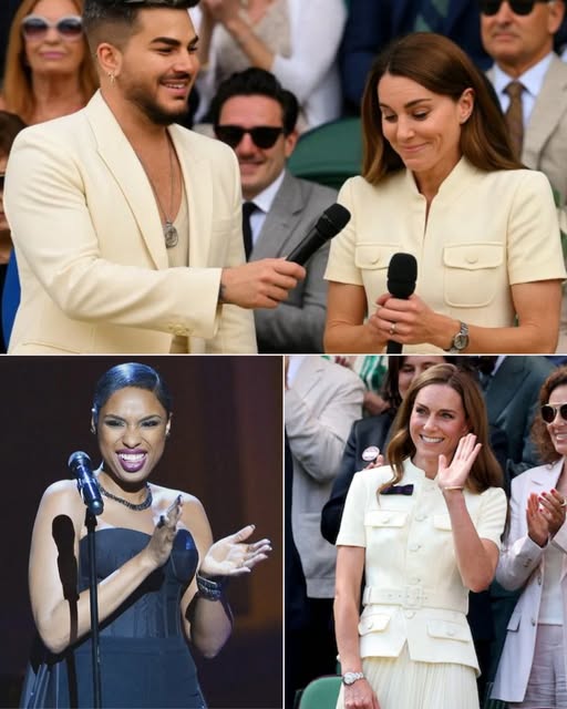 At the 2025 Wimbledon Royal Gala, Adam Lambert and Jennifer Hudson lit up Centre Court with a powerhouse mashup of “Somebody to Love” and “And I Am Telling You I’m Not Going,” shaking the stadium to its core. But the real shock came when Adam turned to the Royal Box and shouted, “Hey Ladies and Gentlemen—Welcome to Our Duchess!” All eyes turned to Princess Kate, who stood up, smiled, and—without hesitation—grabbed the mic and belted the final line: “I’m not going!” Her voice cracked slightly, but that only made it more unforgettable. The crowd went wild, the internet exploded, and just like that, a royal stole the show