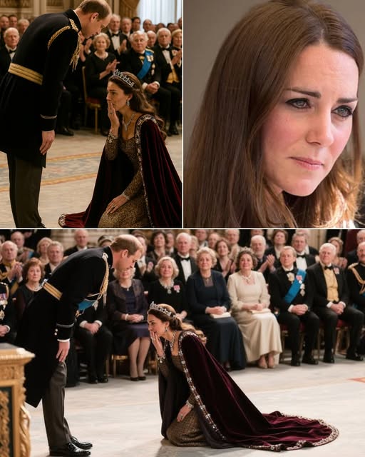 It wasn’t a speech, a performance, or a royal announcement — just a single, silent bow. Yet when Princess Kate stepped forward, lowered her head, and stood still beneath the solemn light, something shifted across the entire nation. No music played, no words were spoken, but every heart in the room seemed to beat in sync. Even the King, watching closely, was seen wiping his eye. But it was the meaning behind that gesture… that left millions breathless